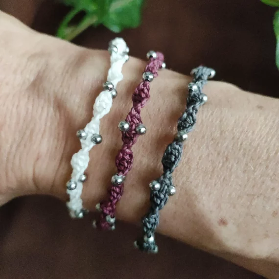Braccialetti Basic "Silver" in Macramè